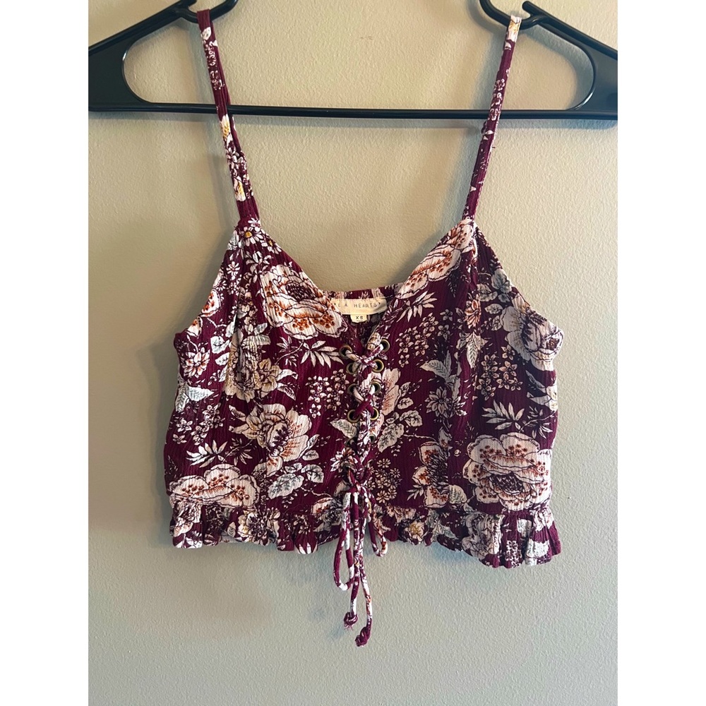 Maroon floral crop top